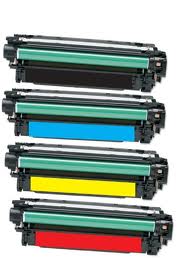 Premium Tonerkartuschen<br>Komplettsatz für HP Color LaserJet CP 3520, 3525, 3530, <b>XL Füllmenge - </b> Bk,Cy,Ma,Ye